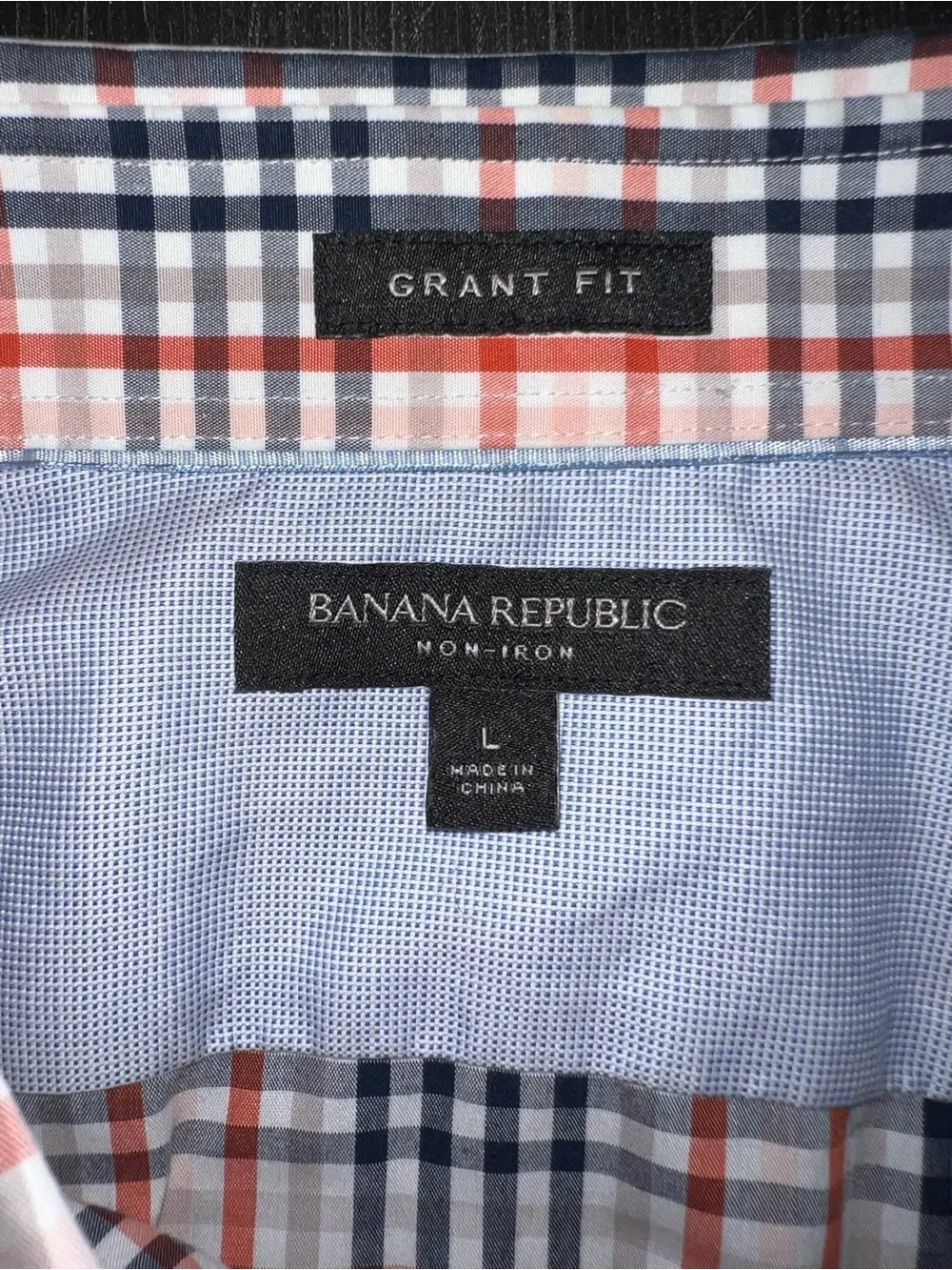 Banana Republic Short-Sleeve Plaid Button-Up Shirt - Orange & Navy